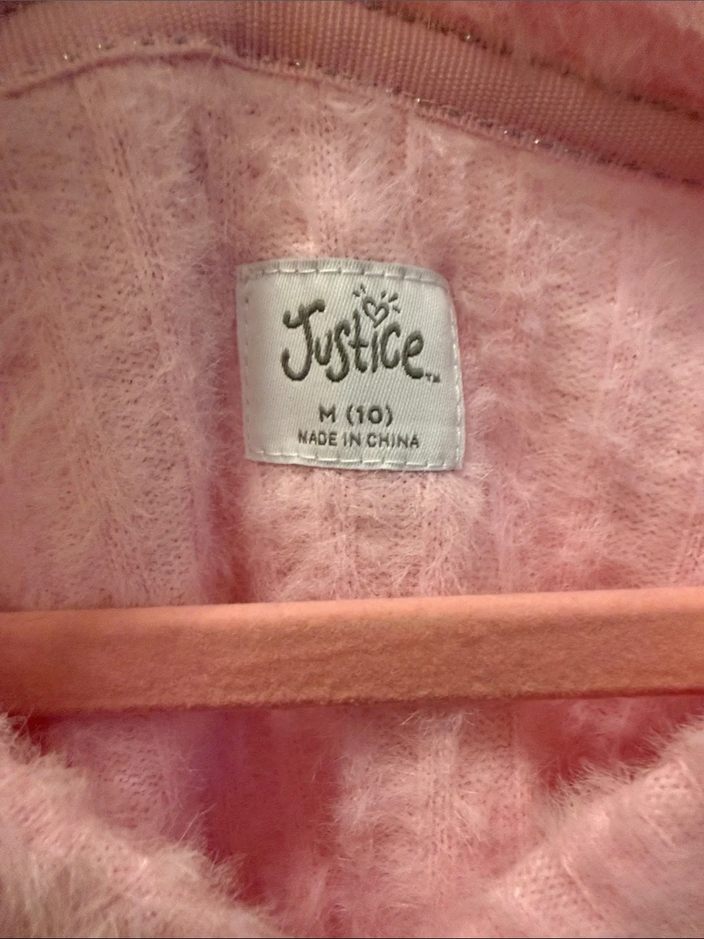 Justice Pink Fuzzy Button-Front Cardigan